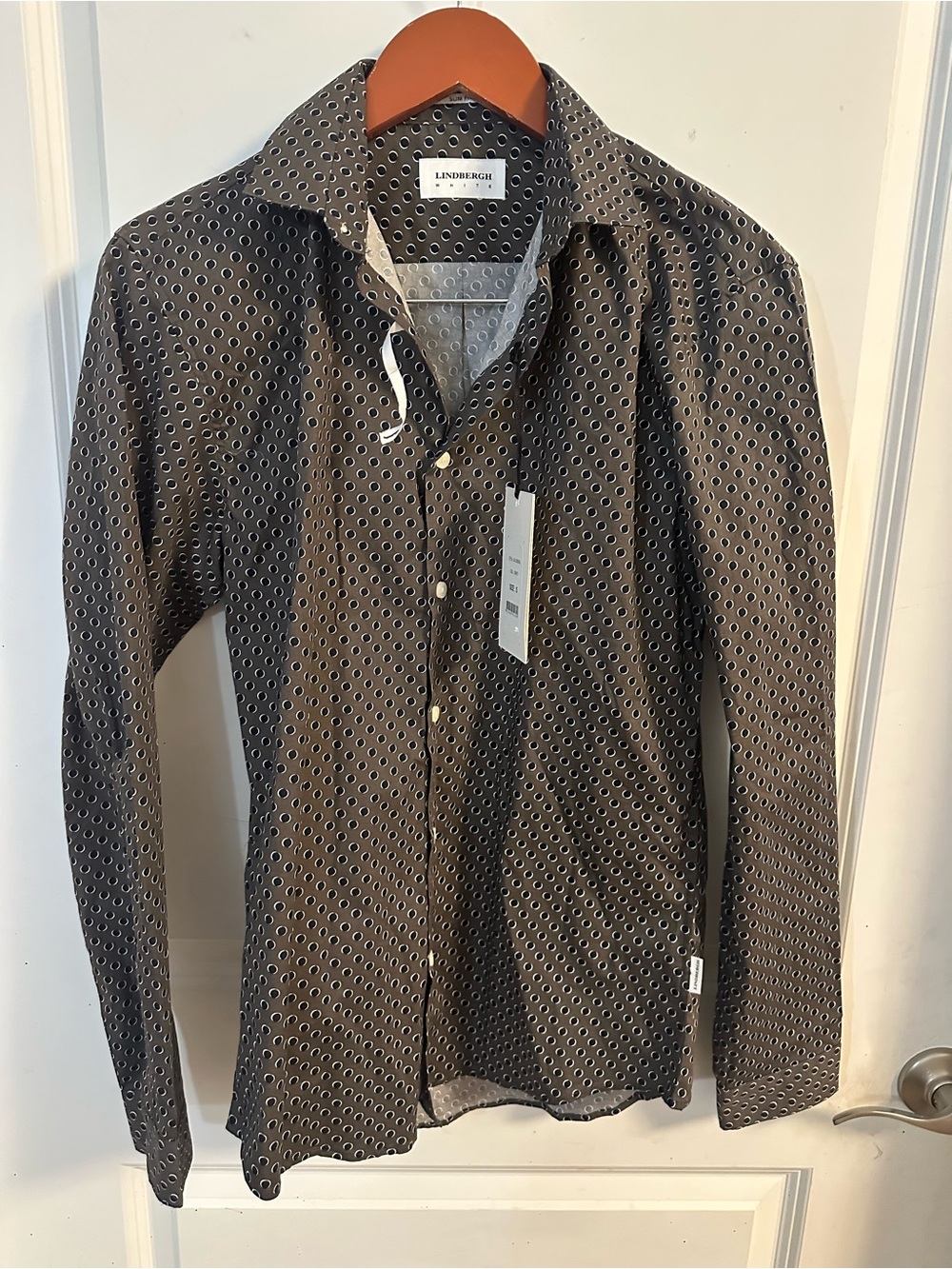Black Patterned Long-Sleeve Dress Shirt